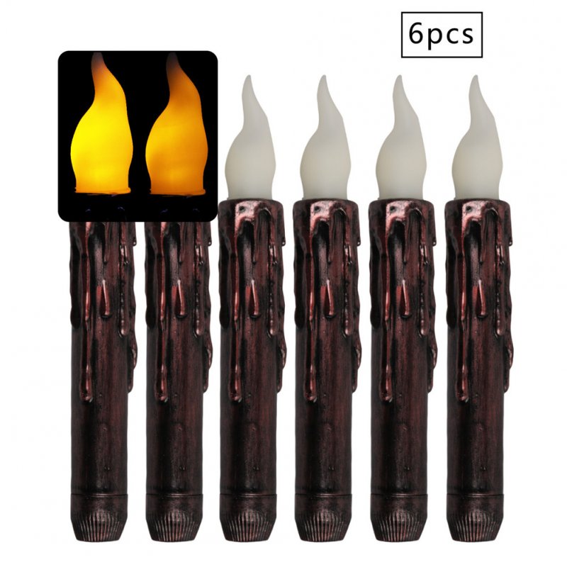 6PCS LED Long-Pole Electronic Candle for Halloween Christmas Religious Decorative  2.0*17cm yellow flash