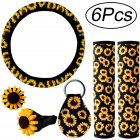 6PCS Sunflower Steering Wheel Cover Sunflowers KeyringCar Vent Seat Belt Cover