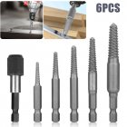 6Pcs Damaged Screw Extractor Set 1/4 Inch Hex Shank Fine Thread Bad Screw Stud Remover Tool With Extension Bit, For Rusty And Broken Hardware 1 post + 5 extractor