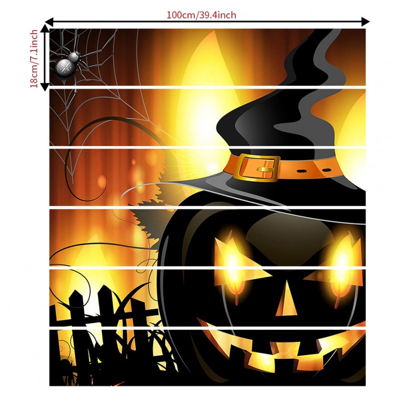 6Pcs Halloween Stair Stickers Flame Pumpkin Self-Adhesive Removable Waterproof Staircase Stickers Staircase sticker AFLT029 18*100*6CM