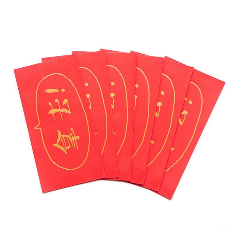 6Pcs/Set Funny Gilding Glitter Character Style Red Lucky Money Envelopes