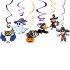 6Pcs Set Halloween Spiral Hanging Pendant Cartoon Ghost Bat Shape Decoration 6 pieces