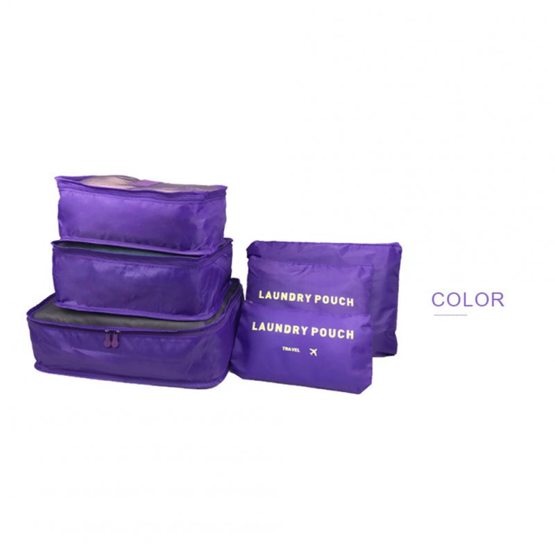 6Pcs/Set Multifunction Thicken Storage Bag for Travel Clothes Shoes Luggage Organize purple_large