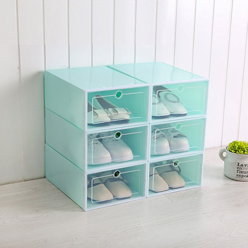 6Pcs/Set Multifunction Unisex Transparent Storage Box with Cover for Shoes green