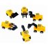 6Pcs Set Plastic Yellow Taxiing Engineering Vehicle Forklift Bulldozer Drilling Truck Forklift Models Toy for Children 6pcs set engineering vehicle mould