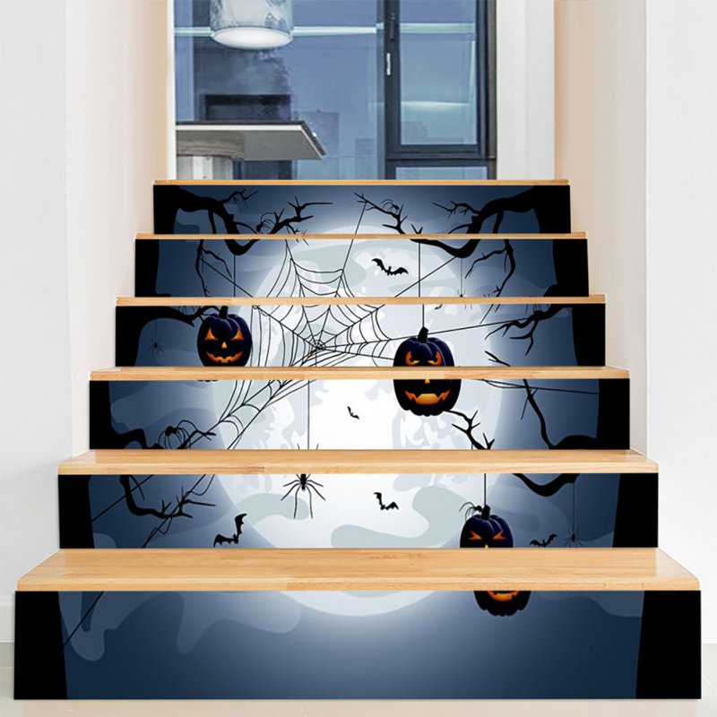 6Pcs/Set Waterproof Removable Horror Stair Stickers Decoration for Halloween