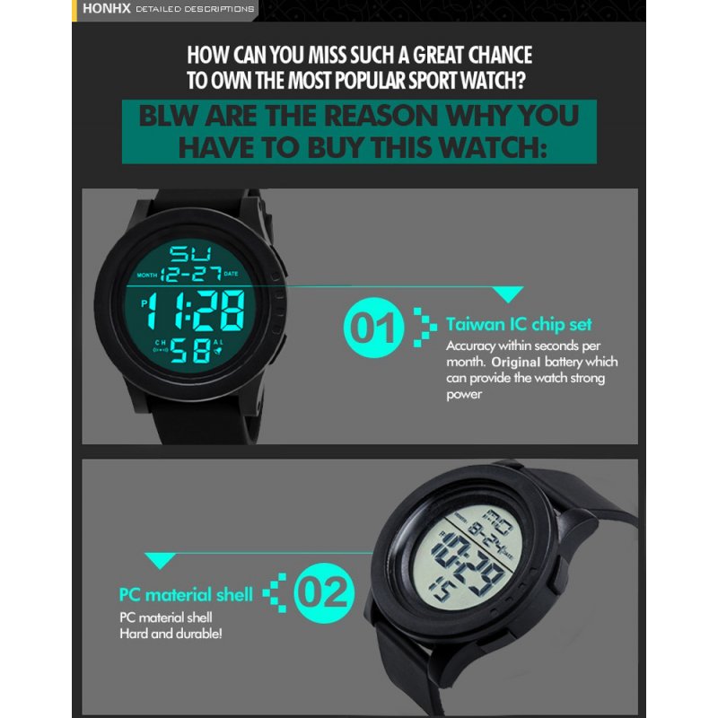 Men Business Electronic Watch Classic Fashion Dual Display Sports Wrist Watch Green