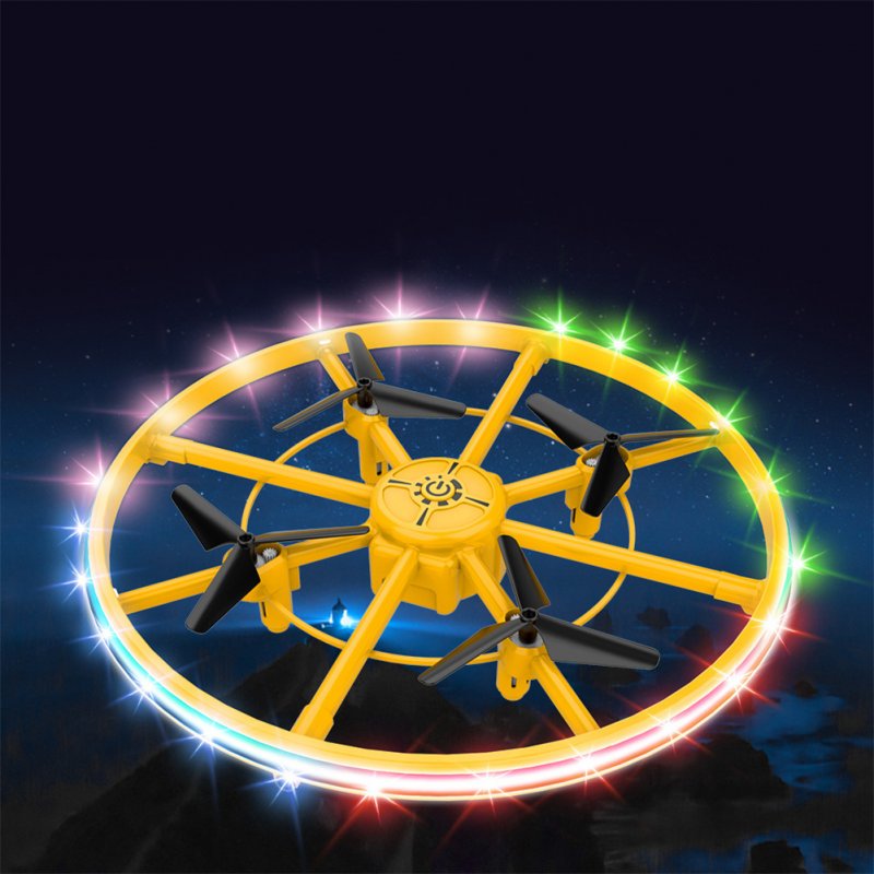 F181 Intelligent Fixed Height Dazzling Light Uav  Toys Obstacle Avoidance Gesture Remote Control Aircraft Collision-resistant Anti-fall Aircraft Storage bag + color box_Yellow-Dual Battery