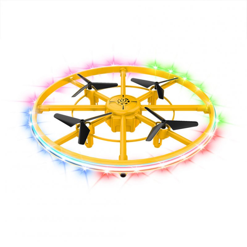 F181 Intelligent Fixed Height Dazzling Light Uav  Toys Obstacle Avoidance Gesture Remote Control Aircraft Collision-resistant Anti-fall Aircraft Storage bag + color box_Yellow-Dual Battery