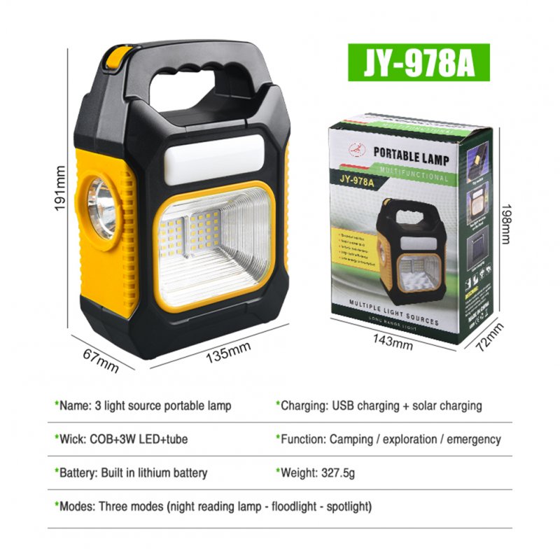 Portable Camping Lights Strong Light Long-range Outdoor Camping Solar Led Work Lamp Flashlight Torch 