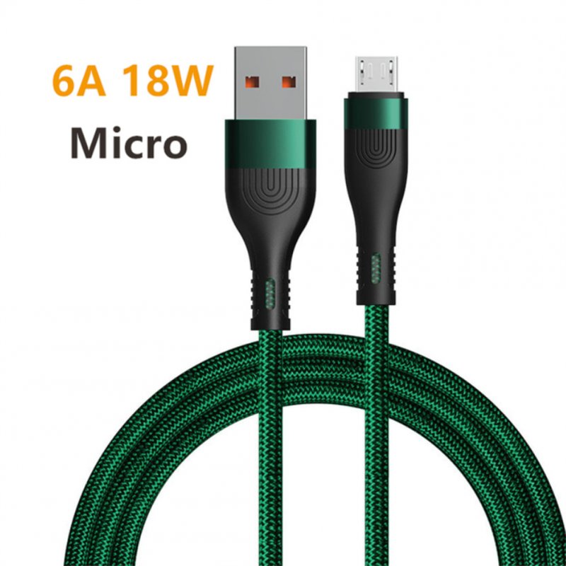6a 66w Nylon Braided Data  Cable Super Fast Charging Mobile Phone Charger Cable For Data Transmission Compatible For Iphone 13 Huawei Xiaomi 2 meters_micro interface