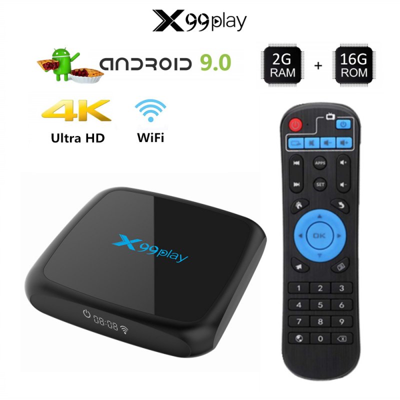 X99 Play Smart TV Box Android 9.0 2G+16GB Wireless IPTV Box 4K USB Set Top Box 5G WiFi Netflix Youtube Google Play PK H96 MAX black_British regulatory