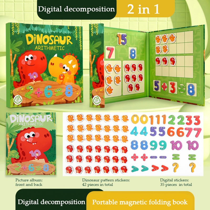 Magnetic Dinosaur Arithmetic Book Math Addition Subtraction Decomposition Math Educational Toys For Boys Girls Gifts 