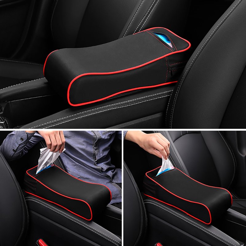 2-in-1 Car Armrest Pad Paper Tissue Holder Towel Box Central Arm Rest Memory Foam Armrest Cushion Parts 
