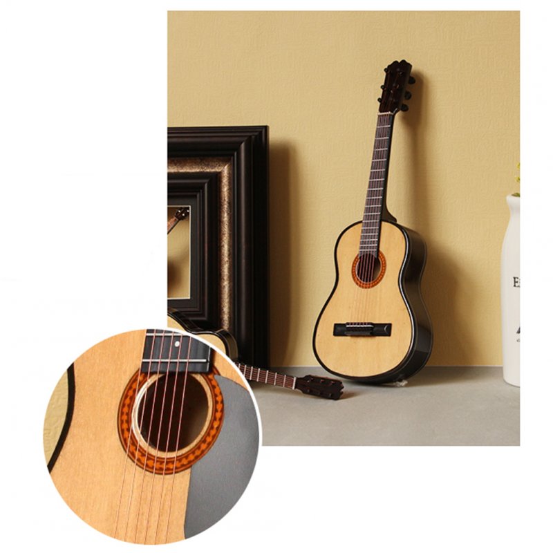 Mini Classical Guitar Miniature Model Wooden Mini Musical Instrument Model with Case Stand S: 10CM_Classical guitar wood color