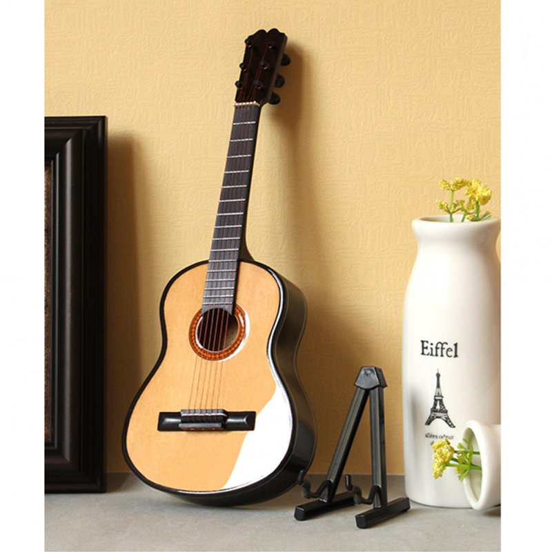 Mini Classical Guitar Miniature Model Wooden Mini Musical Instrument Model with Case Stand S: 10CM_Classical guitar wood color