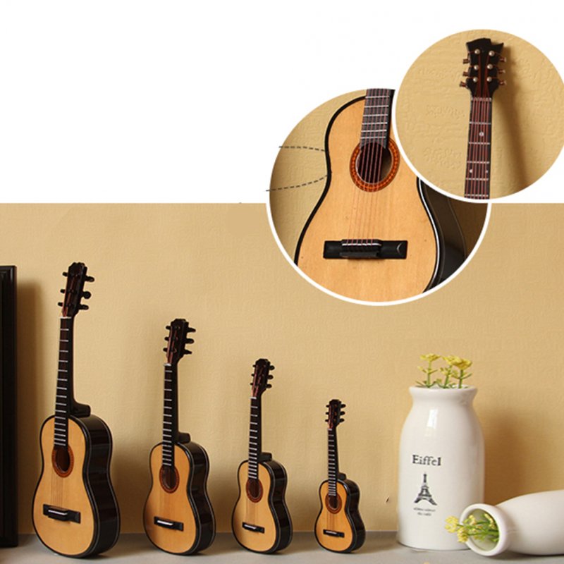 Mini Classical Guitar Miniature Model Wooden Mini Musical Instrument Model with Case Stand S: 10CM_Classical guitar wood color