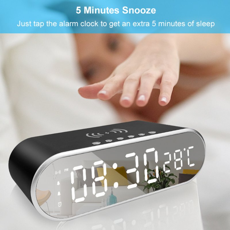 15w Led Digital Alarm Clock Wireless Adjustable Brightness Fast Charging Desk Clocks Thermometer 