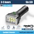 6led Flashlight Usb Rechargeable High Brightness Power Display Powerful Emergency Light Torch Black