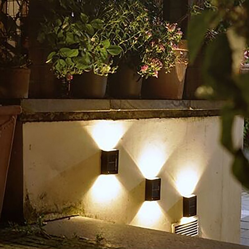 0.3w Outdoor Solar Wall Lamp Super Bright Energy Saving IP45 Waterproof Up Down LED Wall Sconces For Garden Street Balcony Decor 