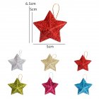6pcs Diy Gillter Stars Christmas Pendant Xmas Tree Ornament with Hanging Thread