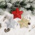 6pcs Diy Gillter Stars Christmas Pendant Xmas Tree Ornament with Hanging Thread for Christmas Party Decoration Gold
