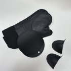6pcs Kitchen Silicone Oven Mittens Set Heat Resistant Anti-scalding Mini Oven Gloves With Hot Pads Pot Holders all Black