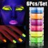 6pcs Neon Phosphor Pigment Powder Set Fluorescent Nail Glitter Eye Powder Nail Art Dust Pigment Paillettes 6 color nail powder