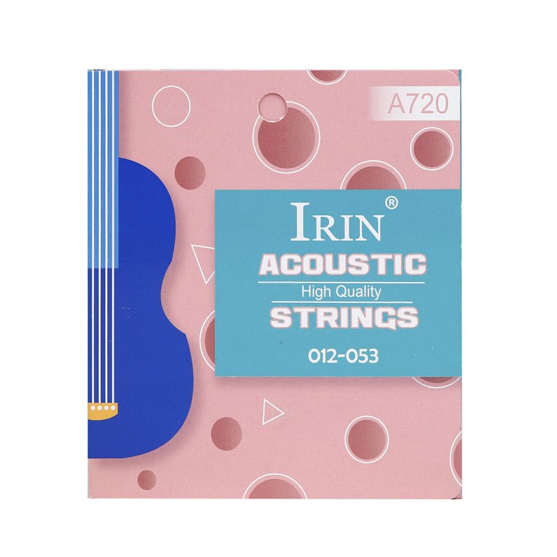 6pcs/set Metal Irin Acoustic Folk Guitar Strings A720 High Sound Quality Guitar Strings Pink packaging