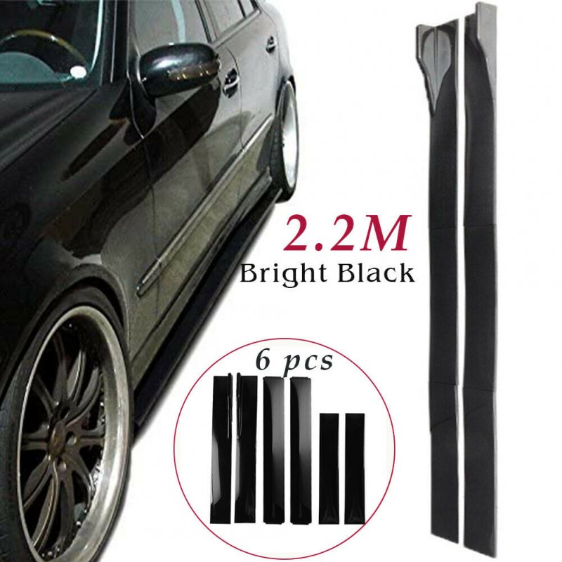 6pcs/set Universal Car Side Skirt Extension Rocker Panel Body Kit Lip Splitters Bright black