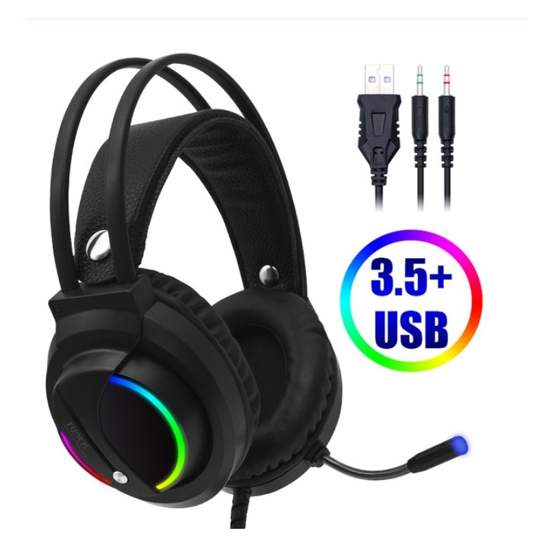 7.1 Head-mounted Headphones Surround Sound Usb 3.5 Mm with Cable and Optical Rgb for Tablet / Pc /xbox / Ps4 3.5MM+USB interface