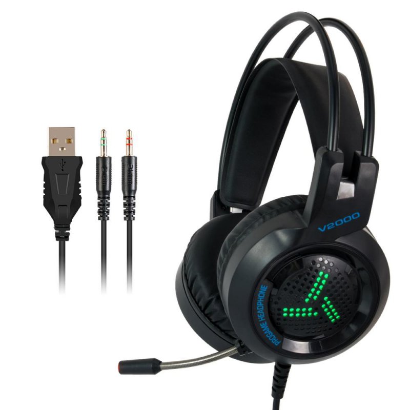 7.1 Surround Sound Gaming Headset With Microphone LED Colorful Game Headphones Bass Stereo for Xbox  black