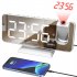 7 4 Inch Led Digital Projector Snooze Clock Acrylic Mirror Double Alarm Clocks Projection Wakeup Clock black body white letter