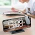 7 4 Inch Led Digital Projector Snooze Clock Acrylic Mirror Double Alarm Clocks Projection Wakeup Clock black body white letter