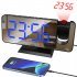 7 4 Inch Led Digital Projector Snooze Clock Acrylic Mirror Double Alarm Clocks Projection Wakeup Clock black body white letter