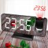 7 4 Inch Led Digital Projector Snooze Clock Acrylic Mirror Double Alarm Clocks Projection Wakeup Clock black body white letter