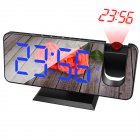 7.4 Inch Led Digital Projector Snooze Clock Acrylic Mirror Double Alarm Clocks Projection Wakeup Clock bold body blue letter