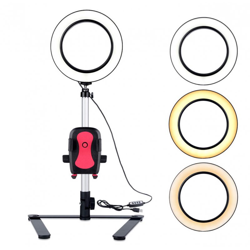 7.9-Inch Dimmable LED Ring Light with Tripod Live Fill Light Mobile Phone Bracket  Silver