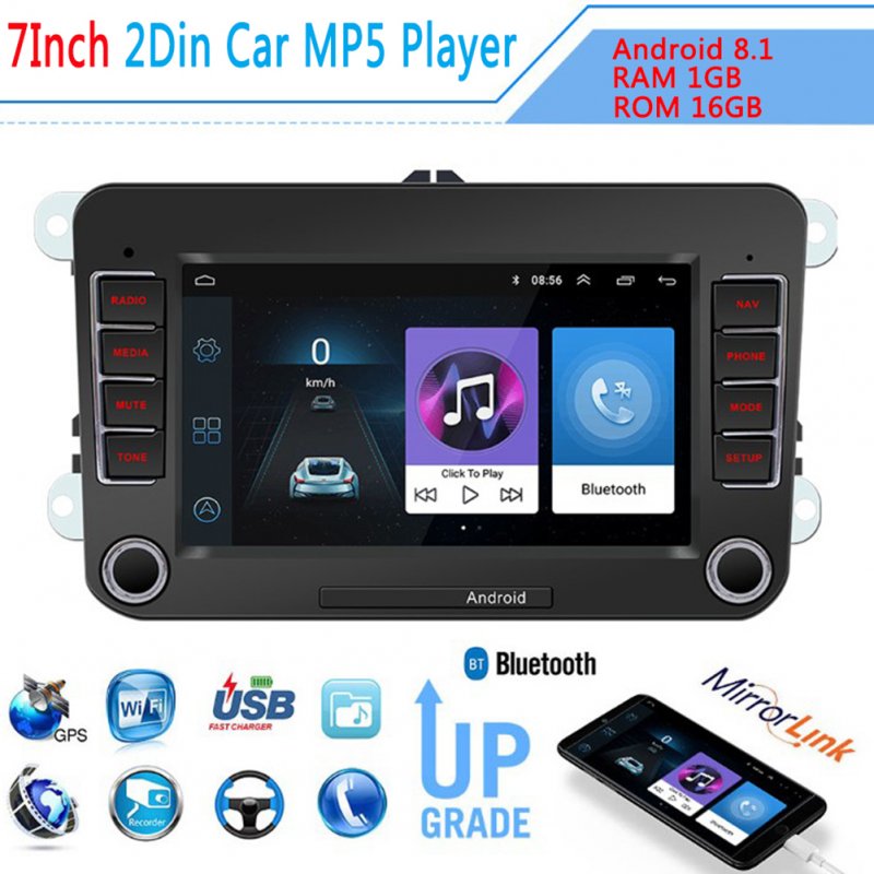 7'' Car Radio Car Multimedia Player Support GPS Navigation Autoradio 2din Stereo Video MP5 For Volkswagen black