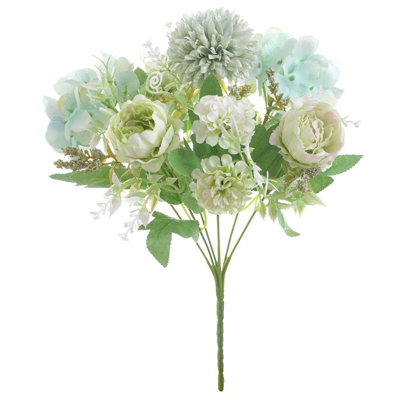 7 European-style Colorful Peony Artificial Flower  Wedding Wedding Road   Home Interior Personality Floral Decoration White and green