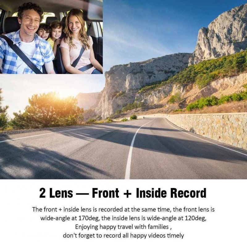 Dash Cam Front Rear Inside 3 Channel Car Camera 4inch Ips Display Ir Night Vision Loop Recording 