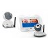 7 Inch Baby monitor that includes two wireless night vision cameras  two way intercom  and simultaneous viewing on the monitor