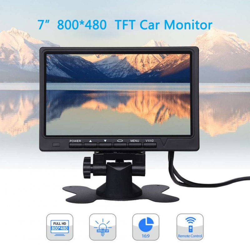 7 Inch Car Monitor 800*480 TFT Color LCD Screen Car Parking System Monitor For Car Reverse black