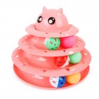 7 Pcs/set Cat Turntable Kit 3-layer Detachable Bottom Anti-slip Gasket Colored Boredom Relieve Toys Pink