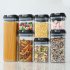 7 Piece Food Storage Container Set With Marking Pen Sticker Measuring Spoon Durable And Impact Resistant Airtight Clear Canisters For Kitchen Pantry black cover
