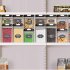 7 Piece Food Storage Container Set With Marking Pen Sticker Measuring Spoon Durable And Impact Resistant Airtight Clear Canisters For Kitchen Pantry black cover