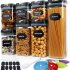 7 Piece Food Storage Container Set With Marking Pen Sticker Measuring Spoon Durable And Impact Resistant Airtight Clear Canisters For Kitchen Pantry black cover