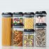 7 Piece Food Storage Container Set With Marking Pen Sticker Measuring Spoon Durable And Impact Resistant Airtight Clear Canisters For Kitchen Pantry black cover