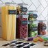 7 Piece Food Storage Container Set With Lids Sticker Marker Measuring Spoon Square Airtight Clear Canisters For Kitchen Pantry Cereal Organization PP storage ta