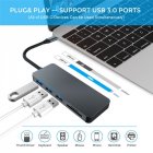 7-in-1 Type-c Docking Station Type-c To Hdmi-compitable Converter For Macbook Pro Adapter gray